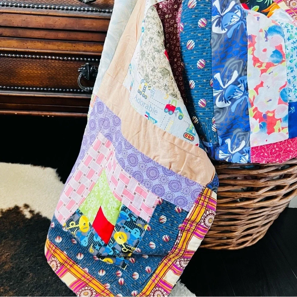 40”x27 Homemade Quilted Throw ,picnic quilt.